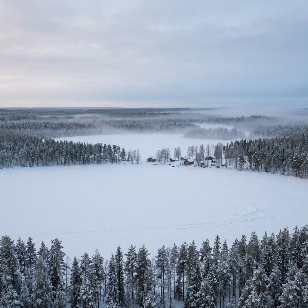 Quiet Nordic forest landscape in Lapland